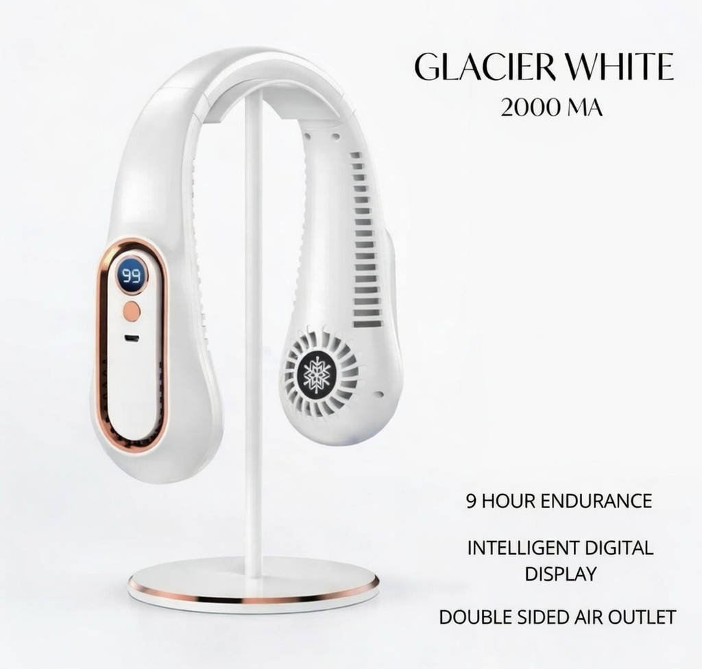 Portable Bladeless Neck Fan – 3 Speed USB Rechargeable Cooling Fan